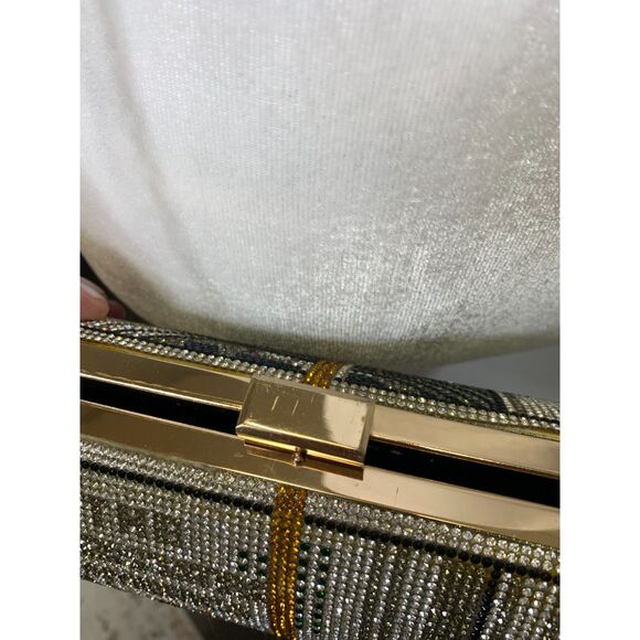 Bling Rhinestone Money Clutch Bag Purse Crystal Evening Handbag Dollar Stack Y2K - Picture 6 of 12